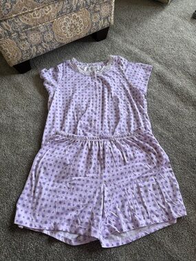 Lavender Short-Sleeve ' Pajama Set with Starburst Print